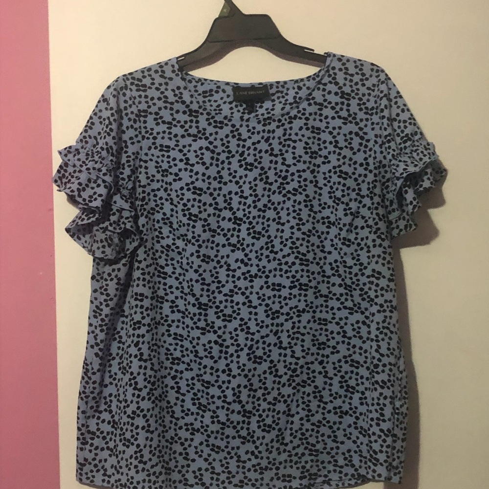 Lane Bryant Blue and Black Patterned Blouse